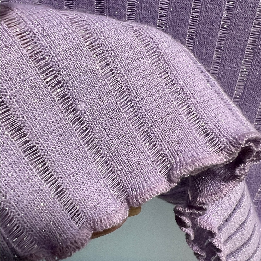 Anthropologie Pilcro Women's Light Purple silver metallic Knit Top XS - Picture 7 of 13